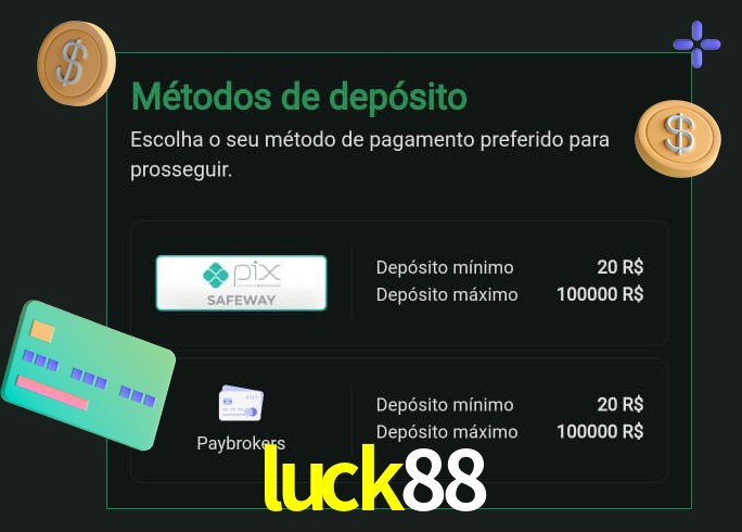 O cassino luck88 oferece uma grande variedade de métodos de pagamento